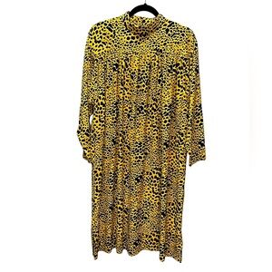 Women's Topshop Yellow Animal Print Midi Dress – Size 8 – Altered Hem